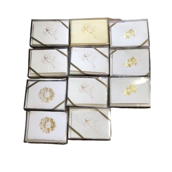 Set of Gilded Greetings Gold Foil Note Cards and Envelopes - Picture 1 of 7